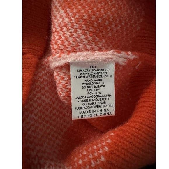 MERCI Women’s Size L Scallop Pattern Crewneck Printed Sweater Orange & Pink EUC - Picture 4 of 6